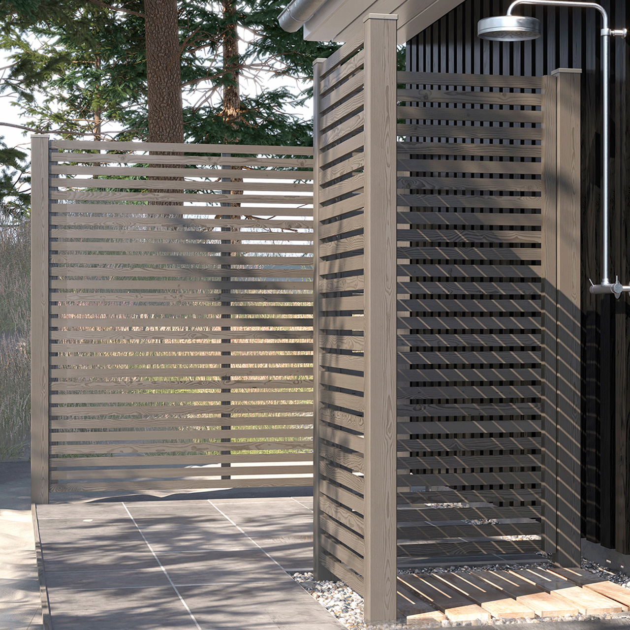 Sichtschutzzaun TOYKO Holz FSC, waagerechte Profile